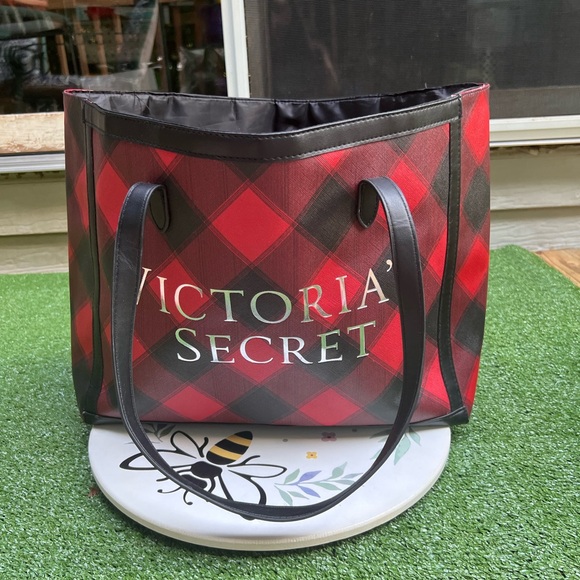 Victoria’s Secret Black Red BUFFALO Plaid Weekender Tote Bag. - Picture 12 of 17